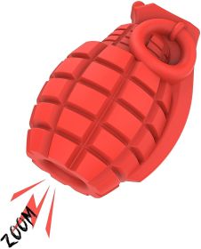 A durable and sturdy red grenade sounding toy suitable for large breeds of dogs, and a dog toy for cleaning teeth with non-toxic natural rubber