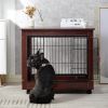 31' Length Furniture Style Pet Dog Crate Cage End Table with Wooden Structure and Iron Wire and Lockable Caters, Medium Dog House Indoor Use.