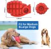 A durable and sturdy red grenade sounding toy suitable for large breeds of dogs, and a dog toy for cleaning teeth with non-toxic natural rubber