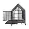 Heavy-Duty Metal Dog Kennel, Pet Cage Crate with Openable Pointed Top and Front Door, 4 Wheels, 42.5"L x 28.3"W x 44"H