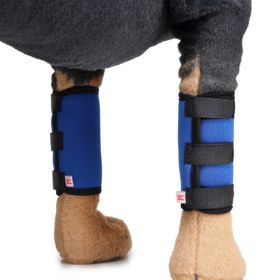 Pet Front Leg Brace Dog Leg Compression Wrap Canine Joint Pain Protection Sleeve with Reflectorize Strip (Color: Blue)