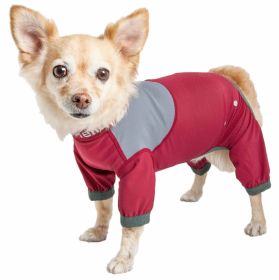 Dog Helios 'Tail Runner' Lightweight 4-Way-Stretch Breathable Full Bodied Performance Dog Track Suit (Color: Red, Size: X-Small)