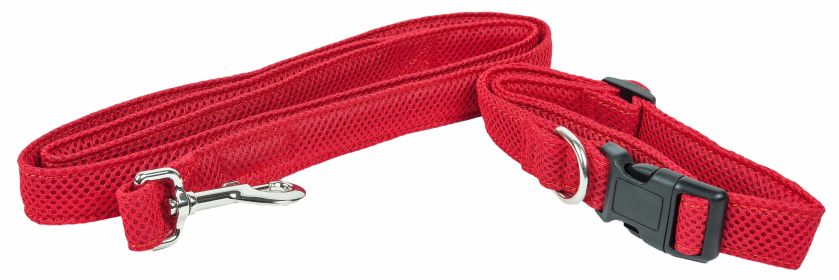 Pet Life 'Aero Mesh' 2-In-1 Dual Sided Comfortable And Breathable Adjustable Mesh Dog Leash-Collar (Color: Red, Size: Small)