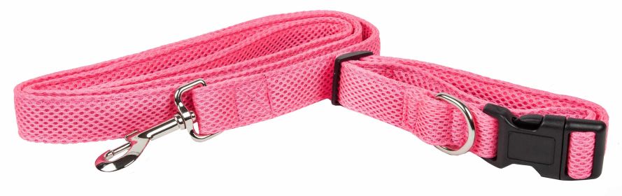 Pet Life 'Aero Mesh' 2-In-1 Dual Sided Comfortable And Breathable Adjustable Mesh Dog Leash-Collar (Color: Pink, Size: Medium)