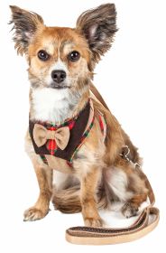 Pet Life Luxe 'Dapperbone' 2-In-1 Mesh Reversed Adjustable Dog Harness-Leash W/ Fashion Bowtie (Size: X-Small)