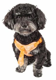 Pet Life 'Bonatied' Mesh Reversible And Breathable Adjustable Dog Harness W/ Designer Neck Tie (Color: Orange, Size: X-Small)
