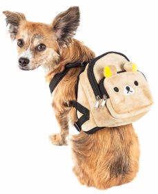 Pet Life 'Teddy Tails' Dual-Pocketed Compartmental Animated Dog Harness Backpack (Size: Small)