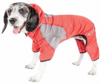 Pet Life Active 'Fur-Breeze' Heathered Performance 4-Way Stretch Two-Toned Full Bodied Hoodie (Color: Red, Size: Small)