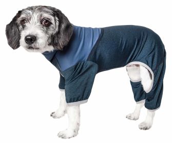 Pet Life Active 'Embarker' Heathered Performance 4-Way Stretch Two-Toned Full Body Warm Up (Color: Teal, Size: X-Small)