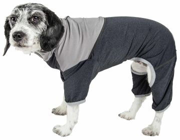 Pet Life Active 'Embarker' Heathered Performance 4-Way Stretch Two-Toned Full Body Warm Up (Color: Black, Size: Small)