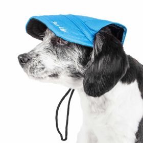 Pet Life 'Cap-Tivating' Uv Protectant Adjustable Fashion Dog Hat Cap (Color: Blue, Size: Medium)
