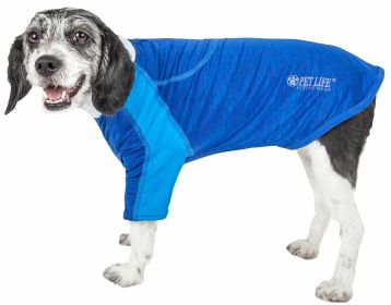 Pet Life Active 'Chewitt Wagassy' 4-Way Stretch Performance Long Sleeve Dog T-Shirt (Color: Blue, Size: X-Small)