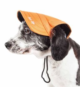 Pet Life 'Cap-Tivating' Uv Protectant Adjustable Fashion Dog Hat Cap (Color: Orange, Size: Medium)