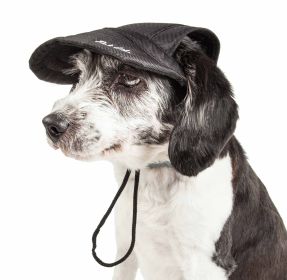 Pet Life 'Cap-Tivating' Uv Protectant Adjustable Fashion Dog Hat Cap (Color: Black, Size: Medium)