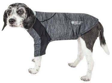 Pet Life Active 'Chewitt Wagassy' 4-Way Stretch Performance Long Sleeve Dog T-Shirt (Color: Black, Size: X-Small)