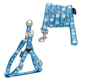 Touchdog 'Caliber' Designer Embroidered Fashion Pet Dog Leash And Harness Combination (Color: Blue Pattern, Size: Medium)
