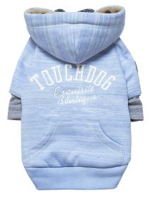 Touchdog Hampton Beach Designer Ultra Soft Sand-Blasted Cotton Pet Dog Hoodie Sweater (Color: Blue, Size: X-Small)
