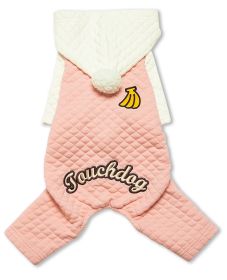 Touchdog Fashion Designer Full Body Quilted Pet Dog Hooded Sweater (Color: Pink/White, Size: Small)