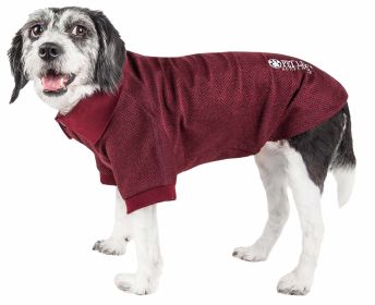 Pet Life Active 'Fur-Flexed' Relax-Stretch Wick-Proof Performance Dog Polo T-Shirt (Color: Burgundy, Size: X-Large)