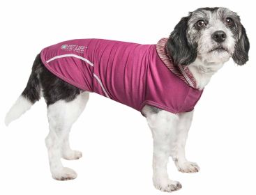Pet Life Active 'Pull-Rover' Premium 4-Way Stretch Two-Toned Performance Sleeveless Dog T-Shirt Tank Top Hoodie (Color: Maroon, Size: Large)