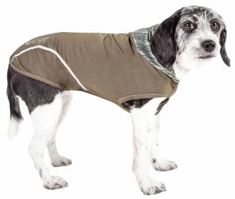 Pet Life Active 'Pull-Rover' Premium 4-Way Stretch Two-Toned Performance Sleeveless Dog T-Shirt Tank Top Hoodie (Color: Green, Size: X-Large)