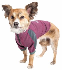 Dog Helios 'Eboneflow' Mediumweight 4-Way-Stretch Flexible And Breathable Performance Dog Yoga T-Shirt (Color: Purple, Size: X-Small)