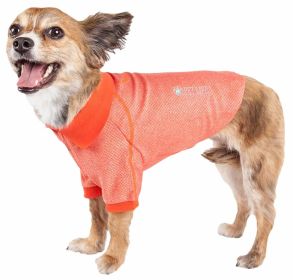 Pet Life Active 'Fur-Flexed' Relax-Stretch Wick-Proof Performance Dog Polo T-Shirt (Color: Orange, Size: Medium)