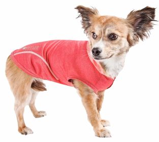 Pet Life Active 'Pull-Rover' Premium 4-Way Stretch Two-Toned Performance Sleeveless Dog T-Shirt Tank Top Hoodie (Color: Red, Size: Medium)
