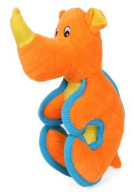 Pet Life Cartoon Funimal Plush Animal Squeak Chew Tug Dog Toy (Color: Orange)