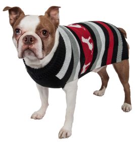 Dog Patterned Stripe Fashion Ribbed Turtle Neck Pet Sweater (Size: Medium)