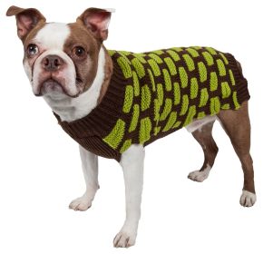 Fashion Weaved Heavy Knit Designer Ribbed Turtle Neck Dog Sweater (Size: X-Small)