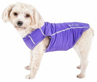 Pet Life Active 'Racerbark' 4-Way Stretch Performance Active Dog Tank Top T-Shirt (Color: Purple, Size: Medium)