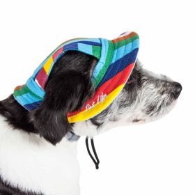 Pet Life 'Colorfur' Uv Protectant Adjustable Fashion Canopy Brimmed Dog Hat Cap (Size: Large)