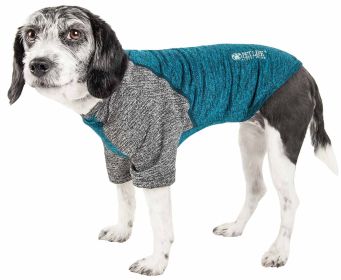 Pet Life Active 'Hybreed' 4-Way Stretch Two-Toned Performance Dog T-Shirt (Color: Teal, Size: Medium)