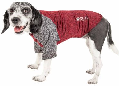 Pet Life Active 'Hybreed' 4-Way Stretch Two-Toned Performance Dog T-Shirt (Color: Maroon, Size: X-Small)