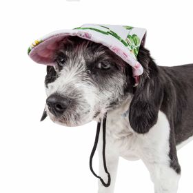 Pet Life 'Botanic Bark' Floral Uv Protectant Adjustable Fashion Dog Hat Cap (Size: Medium)