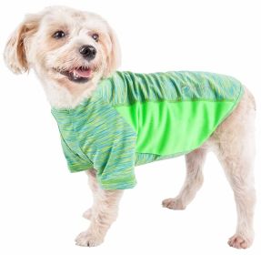 Pet Life Active 'Warf Speed' Heathered Ultra-Stretch Sporty Performance Dog T-Shirt (Color: Green, Size: Medium)