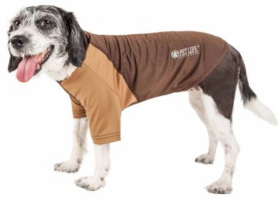 Pet Life Active 'Hybreed' 4-Way Stretch Two-Toned Performance Dog T-Shirt (Color: Brown, Size: Small)