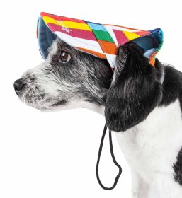 Pet Life 'Colorfur' Floral Uv Protectant Adjustable Fashion Dog Hat Cap (Size: Medium)