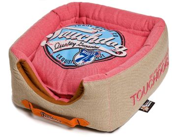 Touchdog Convertible and Reversible Vintage Printed Squared 2-in-1 Collapsible Dog House Bed (SKU: PB31PKLG)