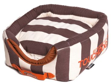 Touchdog Polo-Striped Convertible and Reversible Squared 2-in-1 Collapsible Dog House Bed (SKU: PB36BRLG)