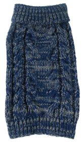 Classic True Blue Heavy Cable Knitted Ribbed Fashion Dog Sweater (Size: Medium)