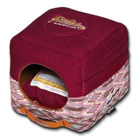Touchdog 70's Vintage-Tribal Throwback Convertible and Reversible Squared 2-in-1 Collapsible Dog House Bed (SKU: PB53PKLG)