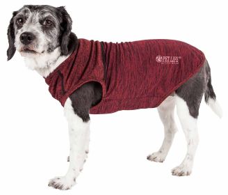 Pet Life Active 'Aero-Pawlse' Heathered Quick-Dry And 4-Way Stretch-Performance Dog Tank Top T-Shirt (Color: Red, Size: Large)