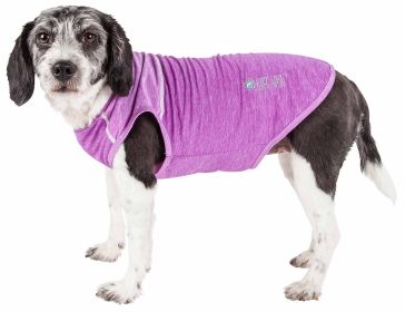 Pet Life Active 'Aero-Pawlse' Heathered Quick-Dry And 4-Way Stretch-Performance Dog Tank Top T-Shirt (Color: Purple, Size: Small)
