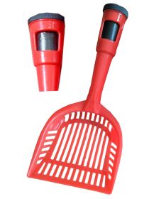 Pet Life Poopin-Scoopin Dog And Cat Pooper Scooper Litter Shovel With Built-In Waste Bag Handle Holster (Color: Red)
