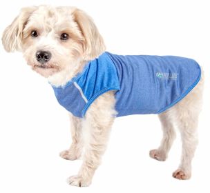 Pet Life Active 'Aero-Pawlse' Heathered Quick-Dry And 4-Way Stretch-Performance Dog Tank Top T-Shirt (Color: Blue, Size: Small)