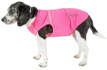 Pet Life Active 'Aero-Pawlse' Heathered Quick-Dry And 4-Way Stretch-Performance Dog Tank Top T-Shirt (Color: Pink, Size: Large)