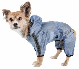 Dog Helios 'Torrential Shield' Waterproof Multi-Adjustable Full Bodied Pet Dog Windbreaker Raincoat (Color: Blue, Size: X-Small)
