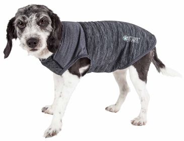 Pet Life Active 'Aero-Pawlse' Heathered Quick-Dry And 4-Way Stretch-Performance Dog Tank Top T-Shirt (Color: Black, Size: Medium)